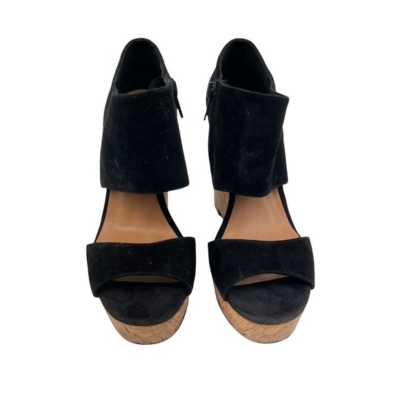 Ava & Aiden Black Suede Dakota Cork Wedge Platform Sandals Size 7 Women’s - Picture 3 of 9